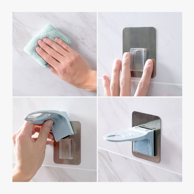 Wall Mounted Magic Sticky Shampoo Hook Shower Hand Soap Bottle Hanging Holder Bathroom Hanger Access