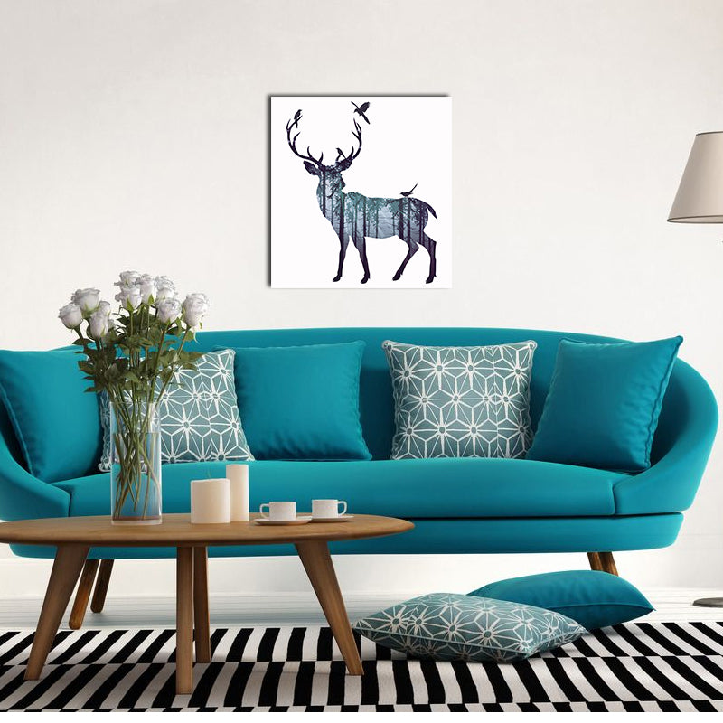Miico Hand Painted Oil Paintings Simple Style-A Side Face Deer Wall Art For Home Decoration Painting