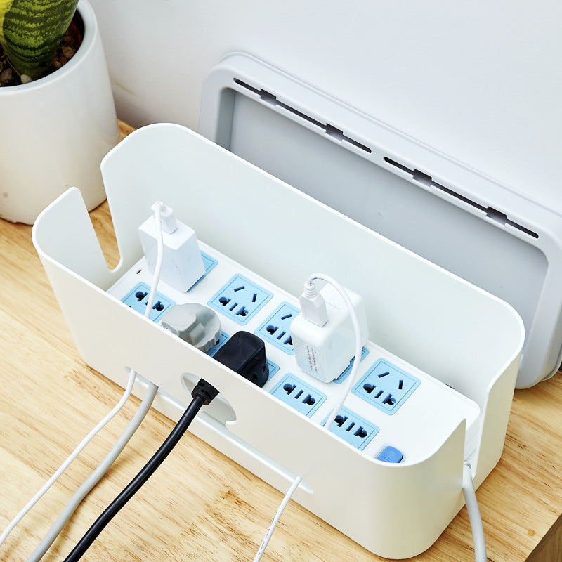 Three Flower Power Cord Plug-in Board Storage Box Charger Computer Power Strip Cable Management Box Baskets