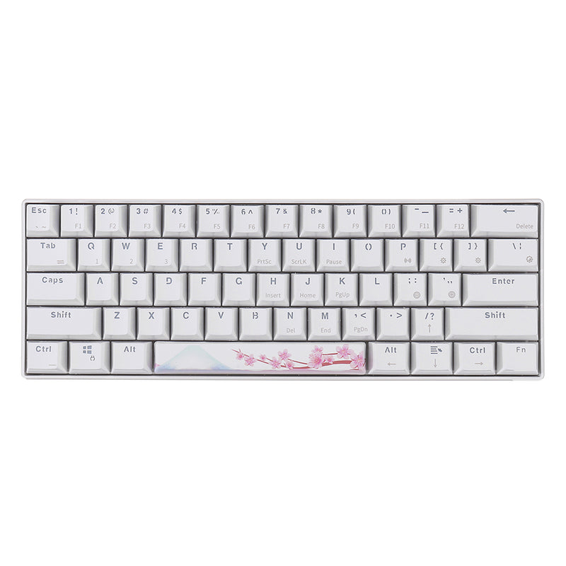 Five-sided Dyesub OEM Profile PBT Sakura Space Bar 6.25u Novelty Keycap for GK61 Black Case and Cherry MX Switch Keyboard