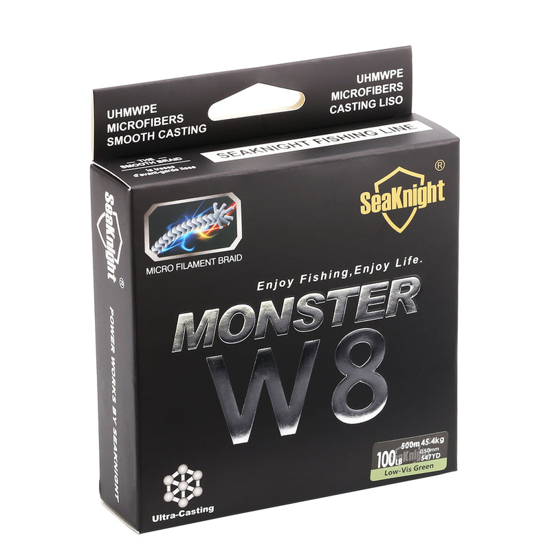 SeaKnight 500M/546YDS MONSTER W8 Braided Fishing Lines 8 Weaves Wire Smooth PE Multifilament Line