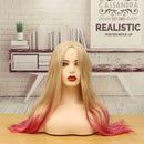 Women's Fashion Blonde Wig Ombre Pink Sweet Wave Wig Curly Hair Long Big Wave Wig