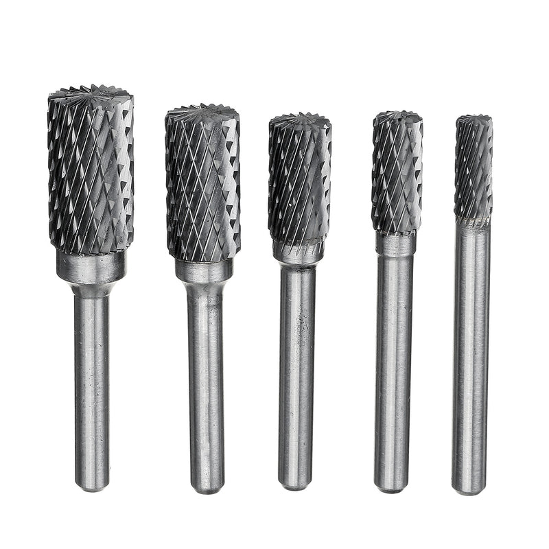 5pcs 6-14mm Tungsten Carbide Rotary Burr Die Grinder Drill Bits Set for Woodworking