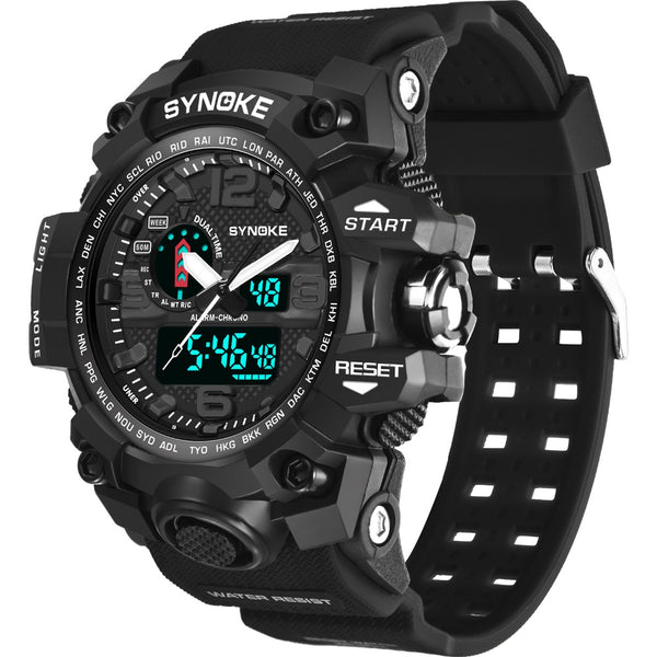 SYNOKE 9401 Sport Men Digital Watch 5ATM Waterproof Dual Time Luminous Display Dual Display Watch