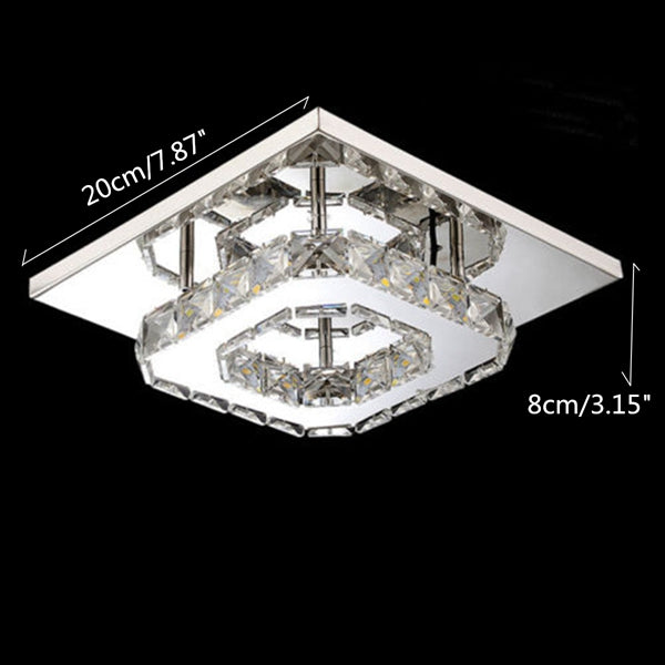 Modern Square Crystal LED Ceiling Light Fixture Pendant Lamp Chandelier Home Decor