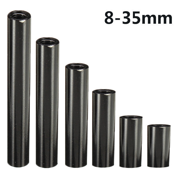 Suleve M3AR2 M3 Aluminum Alloy Standoff Studs 8-35mm Black Round PCB Board Spacers Standoffs 10pcs