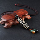 Unisex Vintage Tibetan Beads Nine Eye Agate Pendant Necklaces Simple Style Necklace