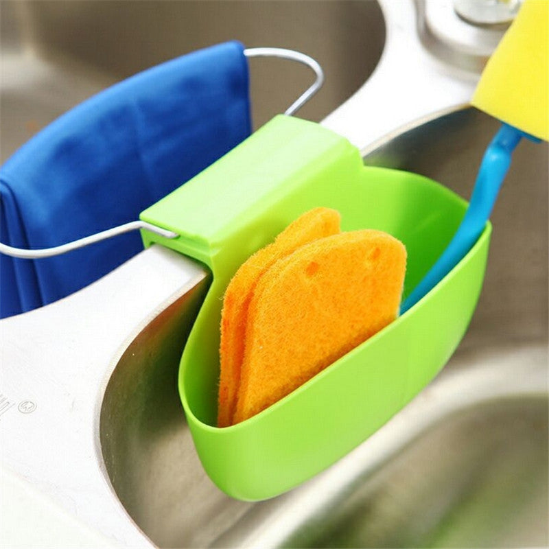 Sink Hanging Storage Bag Strainer Sucker Holder Iron Ring Organizer Draining Faucet Sponge Rack