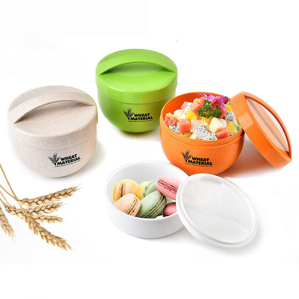Honana 800mL Round Wheat Fiber Lunch Box Portable Eco Friendly Healthy Food Container Tote