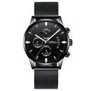 CRRJU 2222 Business Style Black Mesh Belt Men Fashion Full Steel Strap Luminous Display Quartz Watch