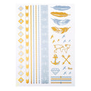 10 Sheets Waterproof Fashional Stamping Metal Tattoo Stickers Temporary Tattoos
