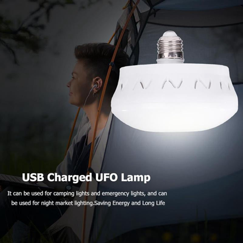 AC85-265V E27 16W Touch Dimming LED Bulb UFO Lamp Emergency Camping Ceiling Light With USB Connector Charging