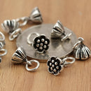 S925 5pcs Sterling Silver Lotus Beads Charm DIY Jewelry Settings Accessories
