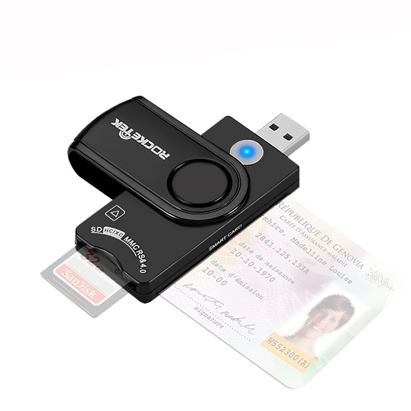 ROCKETEK USB3.0 Smart Card Reader Memory Card SIM Card Reader TF Card Reader SCR10A