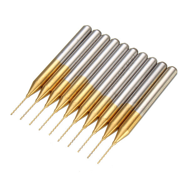 10Pcs 1/8 Inch Shank Tungsten Steel PCB Drill Bits 0.4mm Titanium Coated Carbide PCB Drill Bit Set