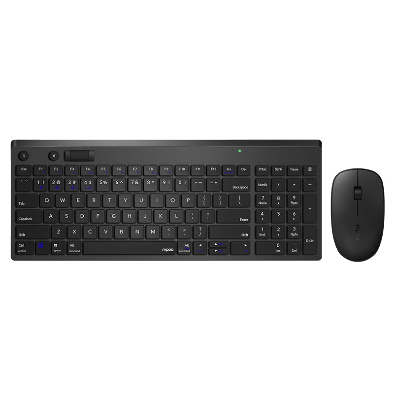 Rapoo 8050T 2.4GHz Wireless 108 Keys Keyboard and 1300dpi Mouse Combo Set with USB Receiver for Windows10 / 8 / 7 / Vista / XP