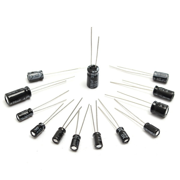 Total 130Pcs 13 Values Each 10Pcs 0.1uf-470uf Electrolytic Capacitor Assortment Set