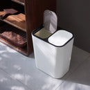 2 Compartments Trash Can Recycle Waste Bins with Push Button For Office Home Bathroom Kitchen