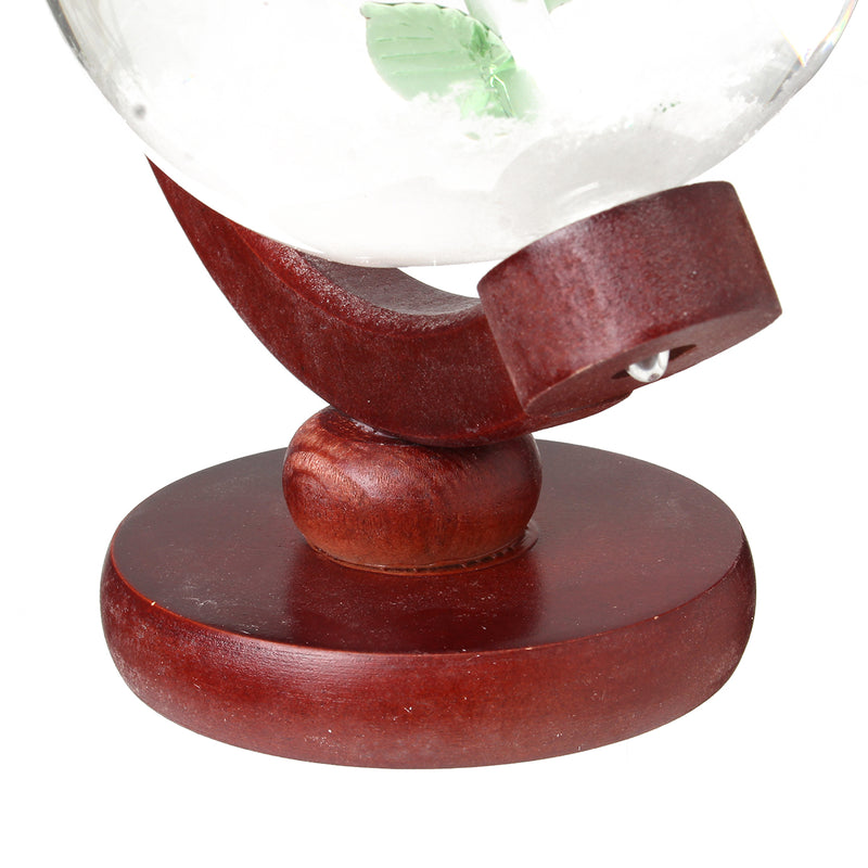 Weather Forecast Rose Crystal Globe Wooden Base Storm Glass Home Decorations Gift