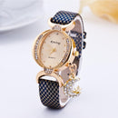 Fashion Moon Pendant Casual Bilateral Drill Oval Women Wristwatch