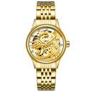TEVISE 9006 Mechanical Watch Men Women Hollow Dragon Phoenix Pattern Watch Stainless Steel Watch