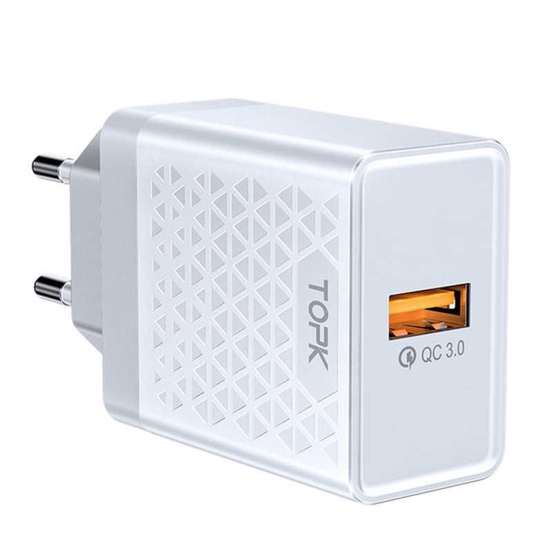 TOPK 18W QC3.0 Fast Charging USB Charger For iPhone 8 Plus XS 11 Pro Huawei P30 Pro Mate 30 Xiaomi Mi9 9 Pro S10+ Note10