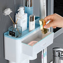 Wall Mount Adsorption Toothbrush Holder Inverted Cups with Toothpaste Squeezer