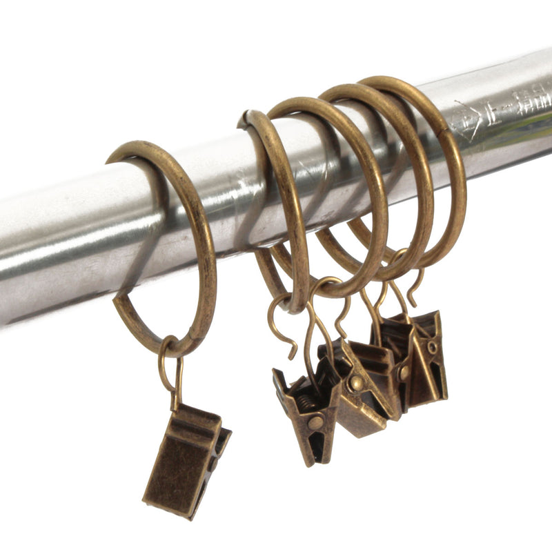 40pcs Metal Window Bathroom Curtain Clips Rings Pole Rod Voile Drapery 32mm Inner Diameter