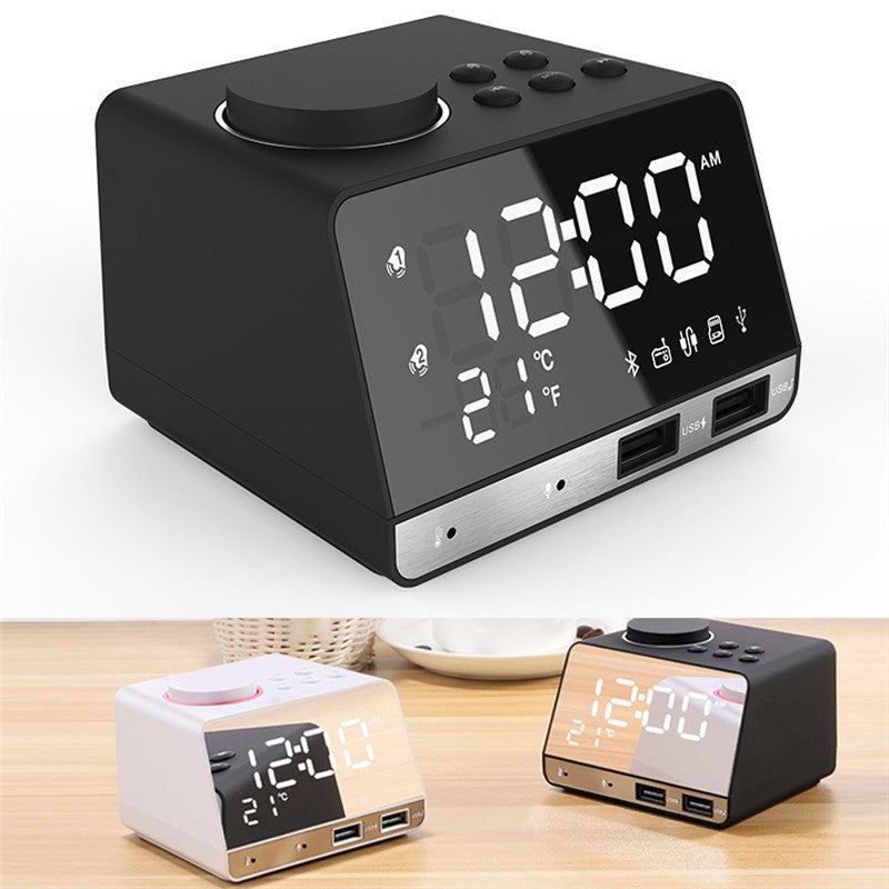 LED Display Dual Alarm Clock Dual Units Wireless bluetooth Speaker FM Radio USB Port Bass Speaker