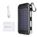 20000mAh Solar Charging Power Bank SOS Mode Portable Cell Phone Solar Charger with Dual USB Charging Ports LED Flashlight Carabiner/Compass