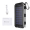 20000mAh Solar Charging Power Bank SOS Mode Portable Cell Phone Solar Charger with Dual USB Charging Ports LED Flashlight Carabiner/Compass
