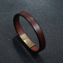 Simple Wild Leather Smooth Personality Lettering Stainless Steel Men's Bracelet