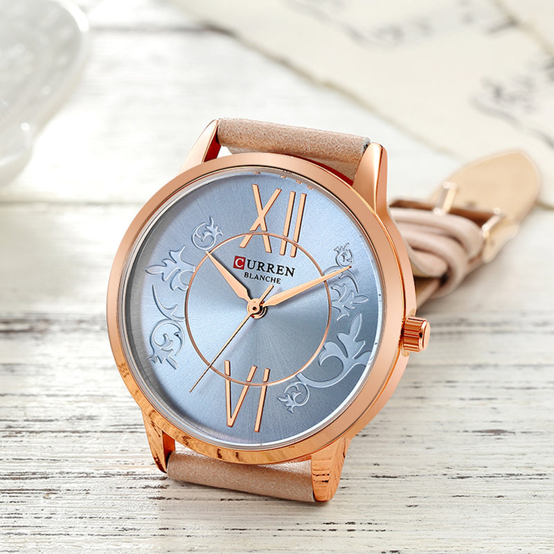 CURREN 9049 Analog Casual Style Women Wrist Watch Leather Band Quartz Watch