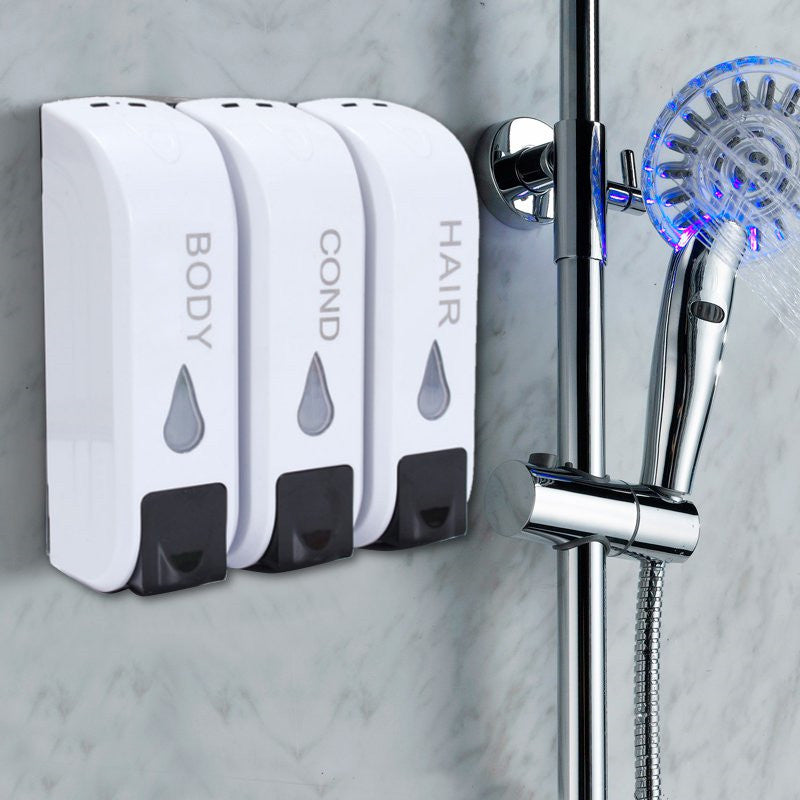 3x 350mL Wall Mounted Bathroom Soap Dispenser Shower Body Lotion Shampoo Liquid Storage Bottle