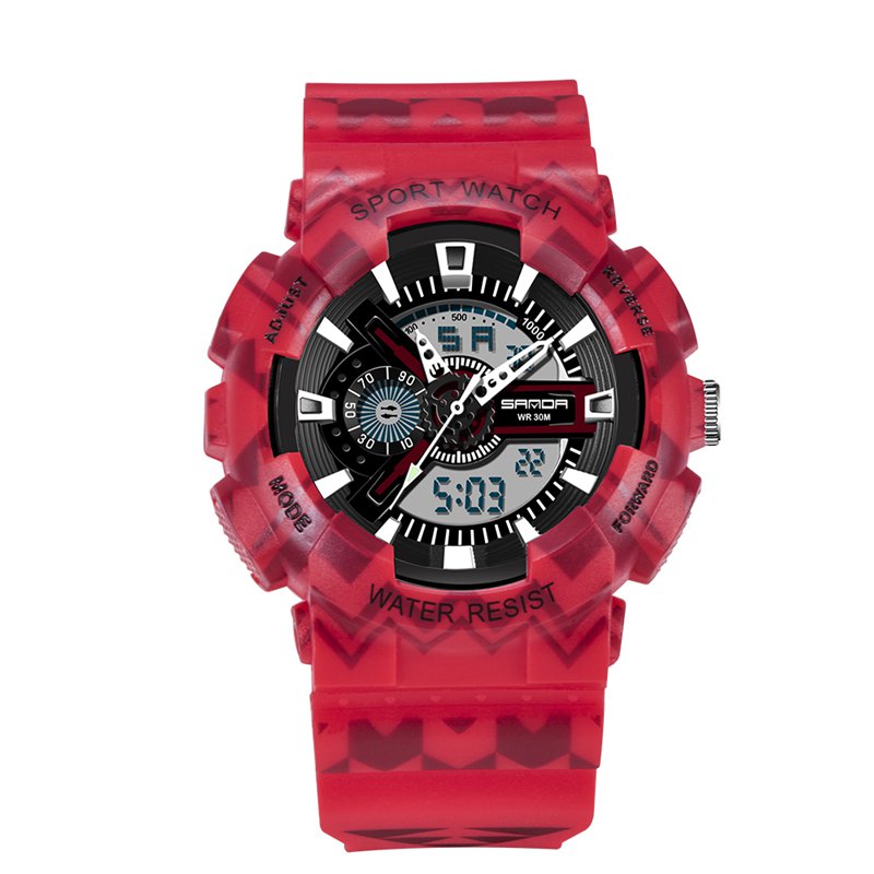 SANDA 999 Digital Watch Male Sport Waterproof Stopwatch Outdoor Dual Display Wrist Watch