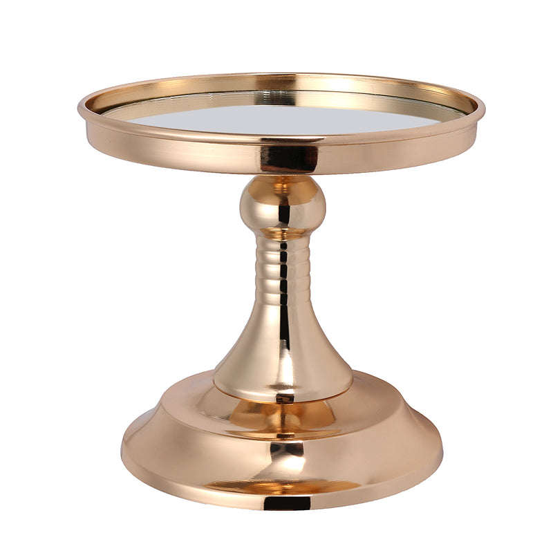 Gold Plated Mirror Cake Pan Stand Glass Round Wedding Display Pedestal 8 10 12 Inch
