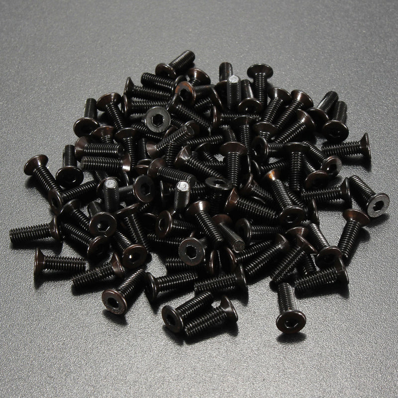 Suleve M3CH4 100Pcs M3 Carbon Steel Countersunk Hex Socket Screw 6-20mm Flat Head Hex Screw Metric