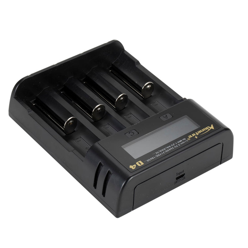 Alonefire D4  4slots 2A LCD Screen Display Smart Charger for 18650 26650 21700 Universal Battery USB Charging AA AAA Intelligent Fast Charger
