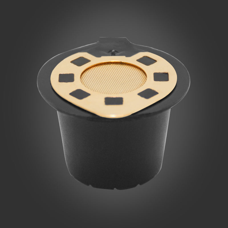 3Pcs/Set Gold Chrome Plating Refillable Coffee Capsule Cup Reusable Coffee Pods w/ Spoon Brush for Nescafe Dolce Gusto Brewer