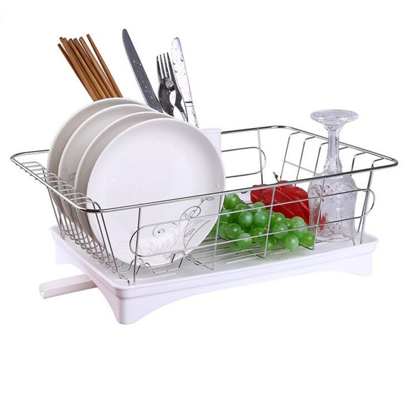 Large Stainless Steel Shelf Kitchen Storage Rack Dish Draining Tray Cutlery Holder