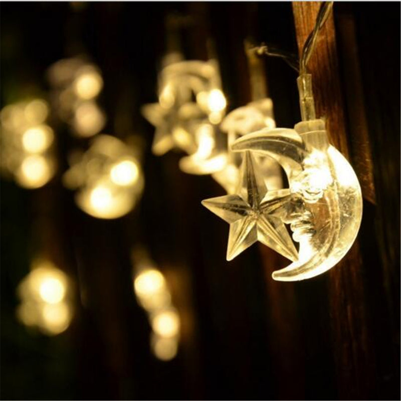 Battery Operated 2.2M 20LEDs Moon Star Fairy String Light for Party Patio Christmas DC4.5V