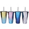 473L Stainless Steel Cups Gradient Color Diamond Double Wall Travel Water Bottles with Straw