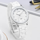 LONGBO 8631 White Ceramic Diamond Couple Watch Waterproof Casual Style Unisex Quartz Watch