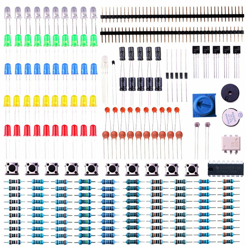 200pcs Electronics Component Basic Starter Kits Resistor Buzzer Capacitor LEDs