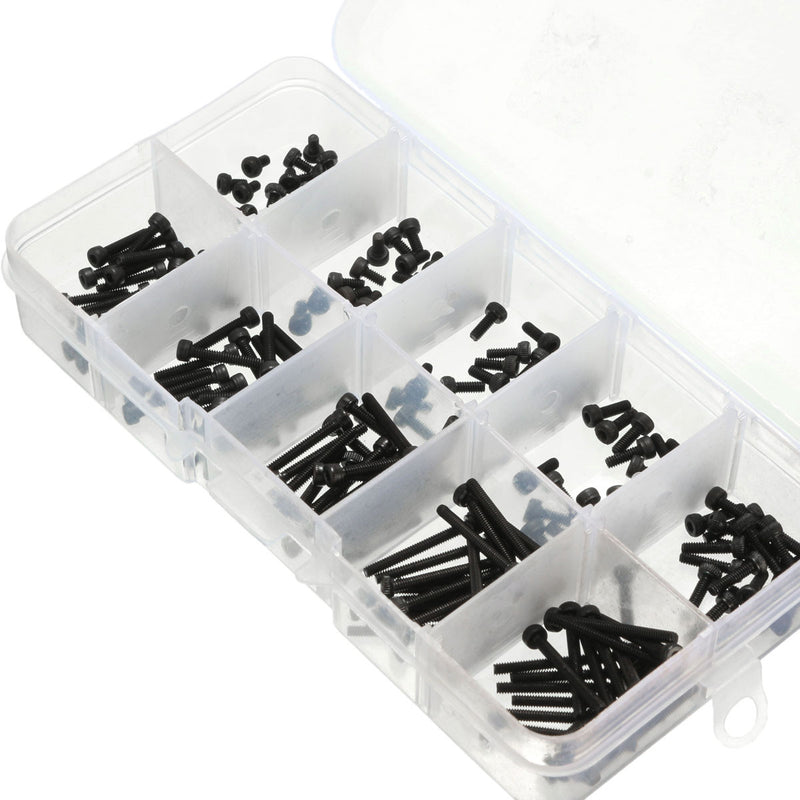 Suleve M2CH1 M2 Carbon Steel Allen Bolt 3-20mm Hex Socket Cap Screw Metric Assortment Kit 200Pcs