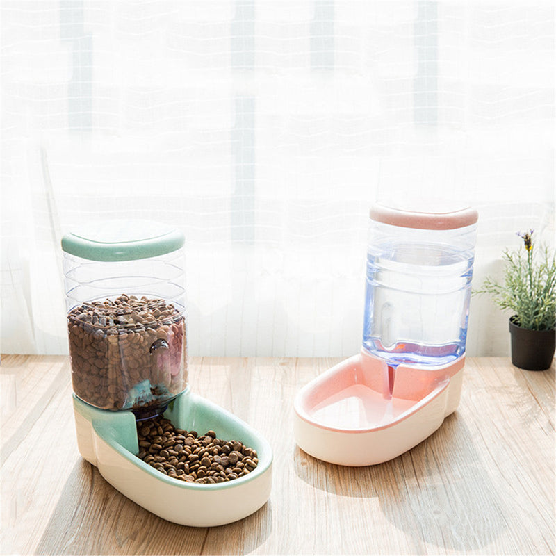 3.8L Automatic Pet Cat Feeder Waterer Food Dispenser Dog Cat Dish Bowl