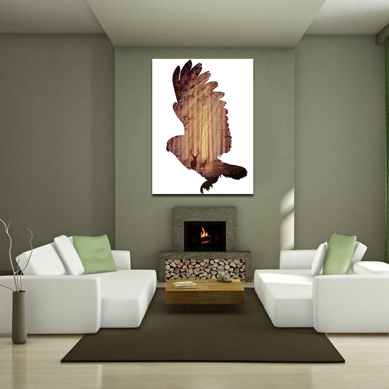 Miico Hand Painted Oil Paintings Simple Style-B Flying Owl Wall Art For Home Decoration Painting