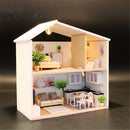DIY Miniature Kit Wooden Toy Model Building Doll House Modern House Kid Gift LED Light