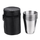 6Pcs Shooting Peg Position Finder Cup Stirrup Set Black Leather Hip Flask Shot