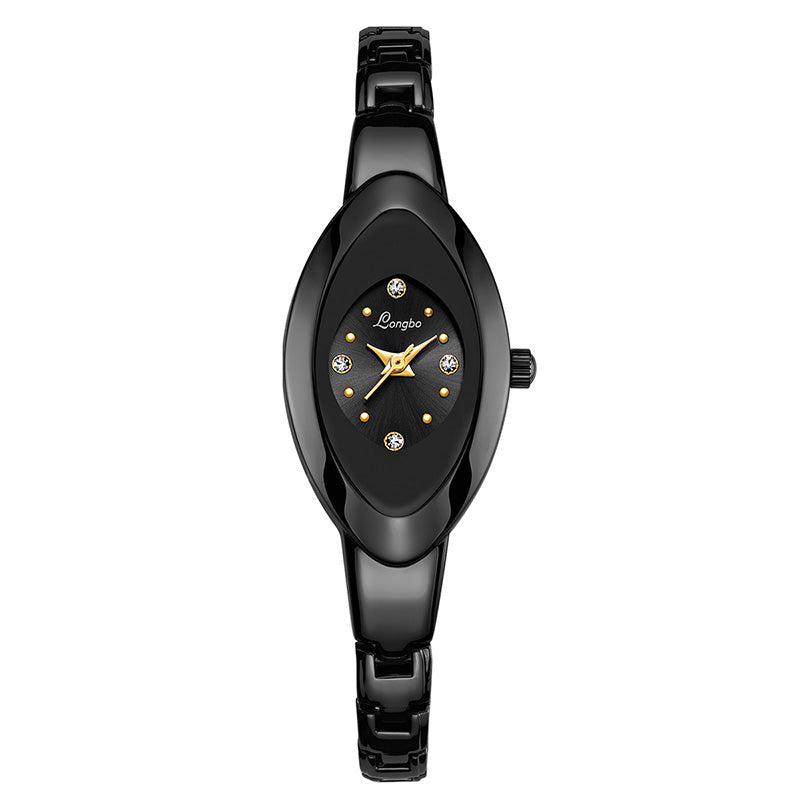 LONGBO 80460 Simple Crystal Dial Waterproof Elegant Crown Fashion Ladies Dress Women Full Steel Quartz Watch